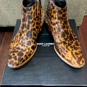 Saint Laurent Wyatt Ponyhair Demi Boot